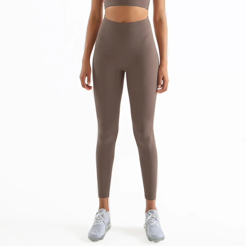SOISOU Nylon Leggings Women Yoga Pants Tight High Waist Hidden Pocket Sports Fitness Women's Pants Gym Clothing 37 Colors