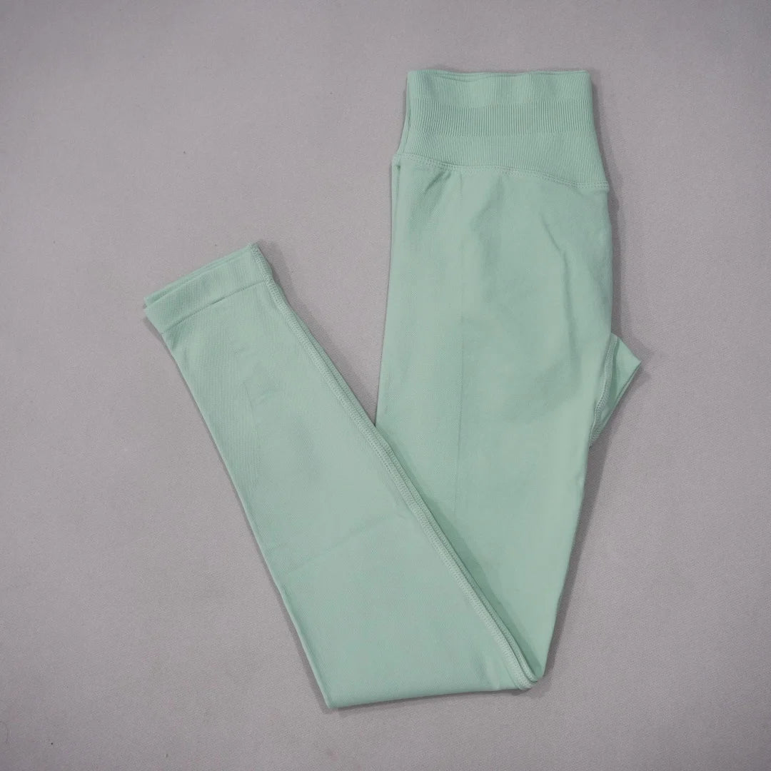 DF-LOGO New Women Seamless High Waist Yoga Leggings Butt Lifting Compression Tummy Control Gym Running Workout Slim Sports Pants