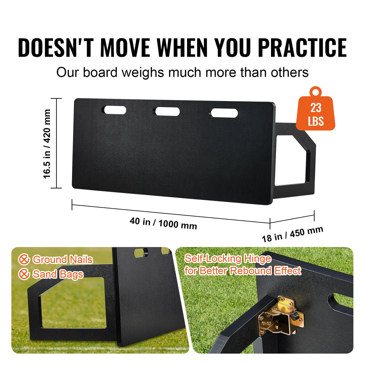 SucceBuy 40"X16" Soccer Rebounder Board with 2 Angles Rebound Foldable HDPE Kickback Rebound Board for Passing&Shooting Practice