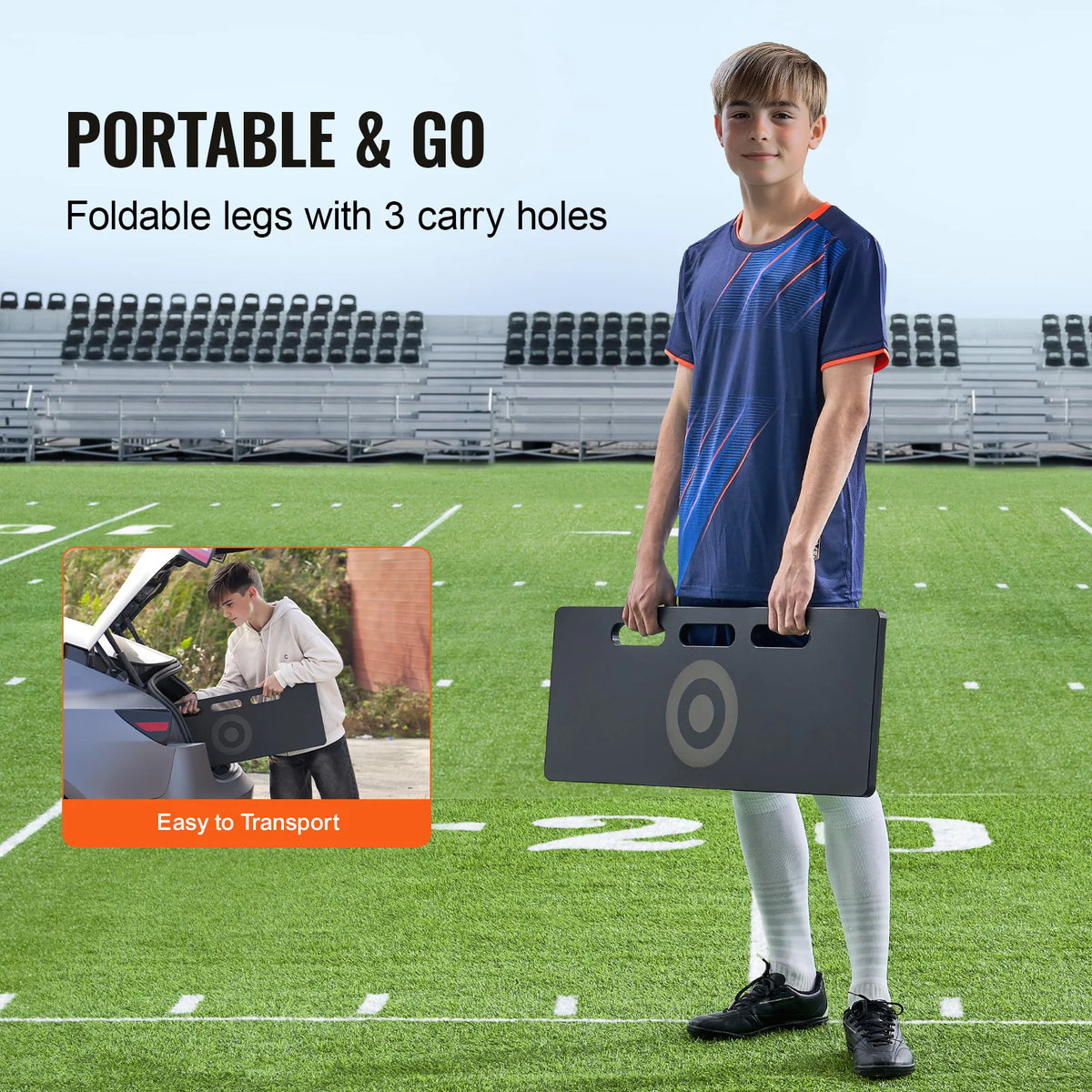 SucceBuy Soccer Rebounder Board Portable Soccer Wall with 2 Angles Rebound Foldable HDPE Kickback Rebound Board for Adults
