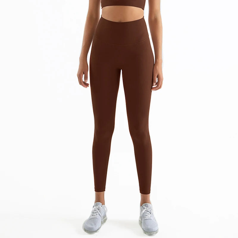 SOISOU Nylon Leggings Women Yoga Pants Tight High Waist Hidden Pocket Sports Fitness Women's Pants Gym Clothing 37 Colors