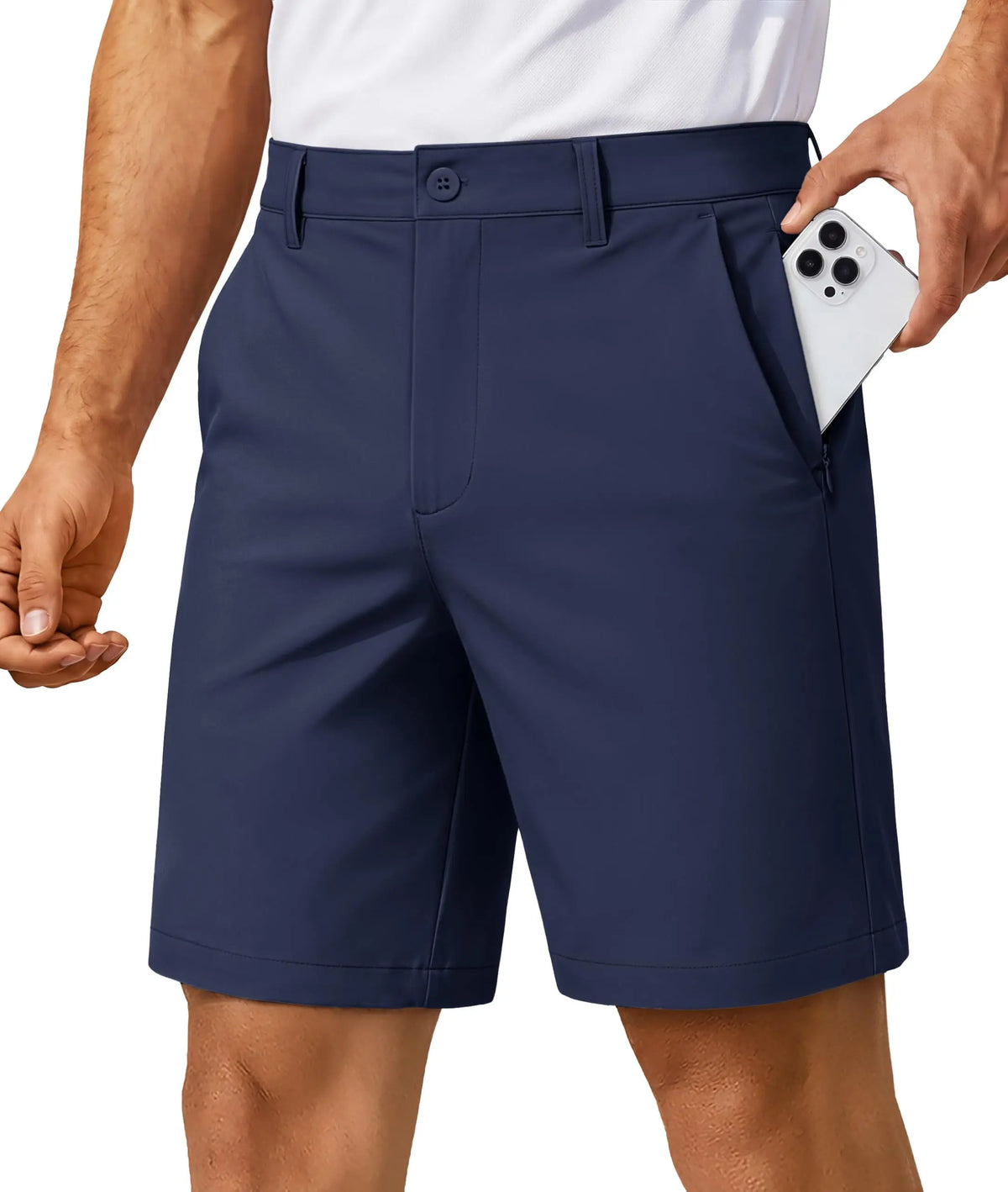 MAGCOMSEN Men’s 7” Golf Shorts Lightweight Stretch Quick Dry Wrinkle Resistant Hidden Zipper Ball Pocket Travel Shorts Versatile