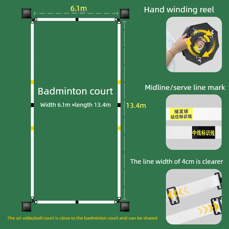 Scalable Pickleball Boundary Marking Line Multifunctional Field Boundary Line Portable Markings Lines Durable Sports Accessory