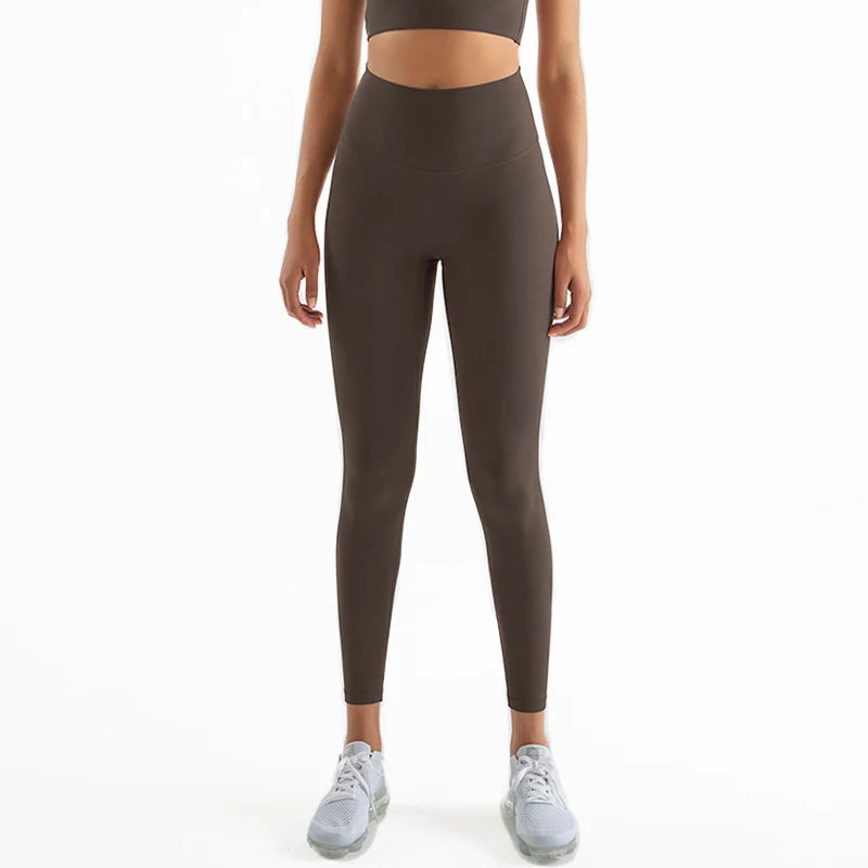 SOISOU Nylon Leggings Women Yoga Pants Tight High Waist Hidden Pocket Sports Fitness Women's Pants Gym Clothing 37 Colors