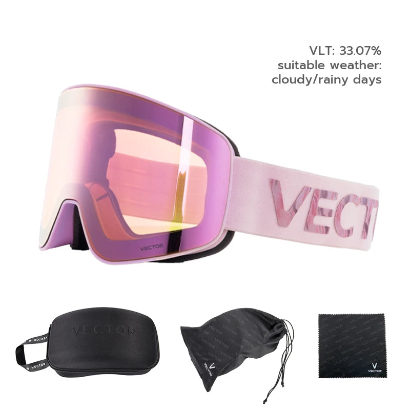 VECTOR Brand Double Layer Anti Fog Magnetic Absorption Cylindrical Ski Goggles UV400 Men Women Ski Glasses Snowboard POC Glasses