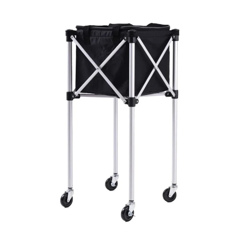 Foldable Tennis Coach Car Large Capacity Tennis Picking Basket Movable Balls Collection Baskets Portable Sports Accessories
