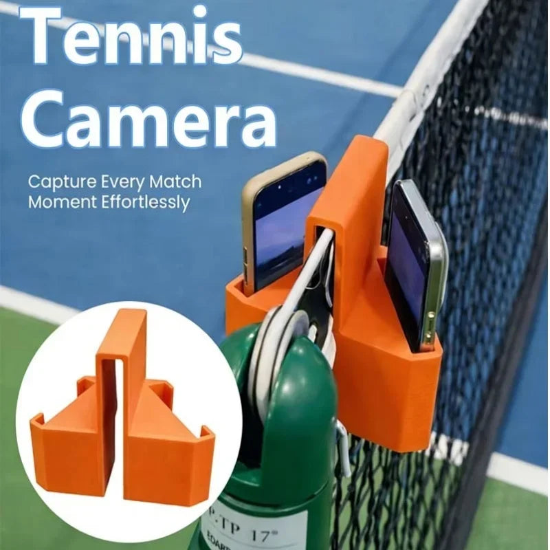 Portable Tennis Net Phone Mount Dual Perspective Clamp Camera Holder for Match Analysis Court Practice Live Streaming Sports