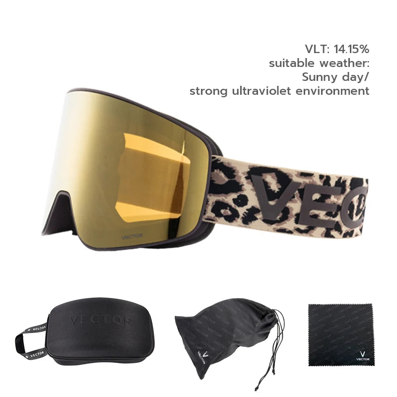 VECTOR Brand Double Layer Anti Fog Magnetic Absorption Cylindrical Ski Goggles UV400 Men Women Ski Glasses Snowboard POC Glasses