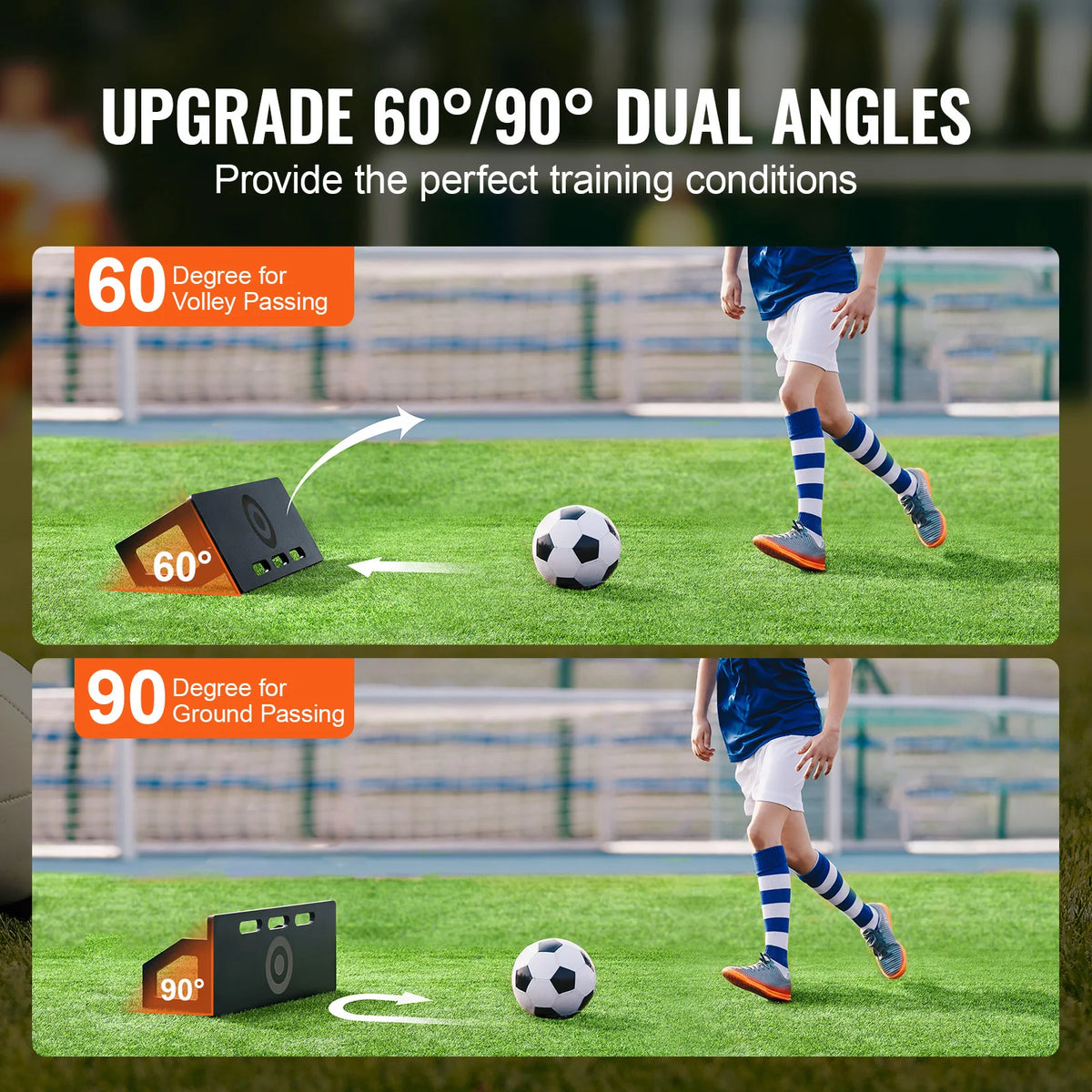 SucceBuy Soccer Rebounder Board Portable Soccer Wall with 2 Angles Rebound Foldable HDPE Kickback Rebound Board for Adults