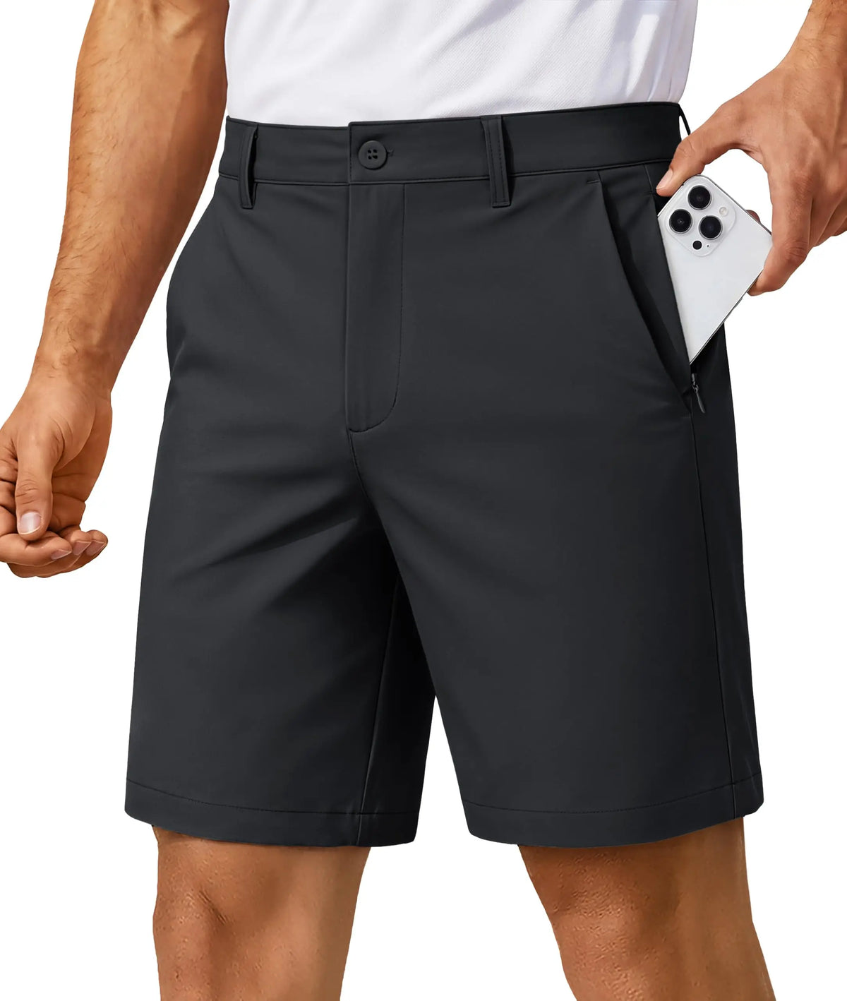 MAGCOMSEN Men’s 7” Golf Shorts Lightweight Stretch Quick Dry Wrinkle Resistant Hidden Zipper Ball Pocket Travel Shorts Versatile