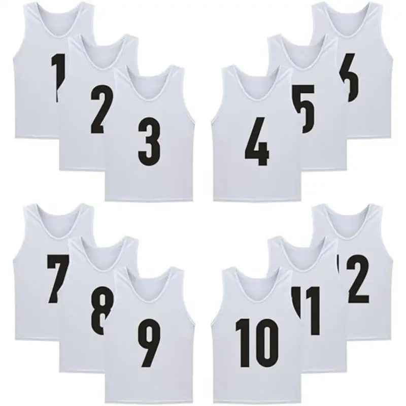 12 PCS Adults Soccer Pinnies Quick Drying Sports Vest Youth Sports Basketball Football Team Jerseys Training Numbered Top Suit