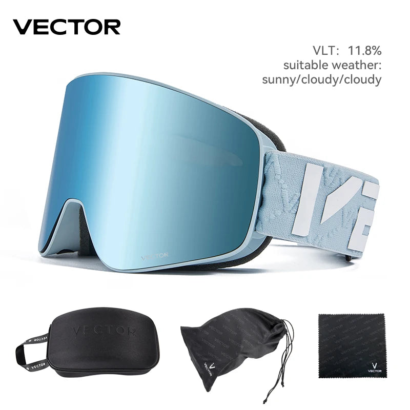 VECTOR Brand Double Layer Anti Fog Magnetic Absorption Cylindrical Ski Goggles UV400 Men Women Ski Glasses Snowboard POC Glasses