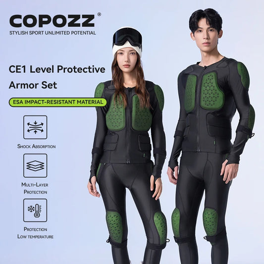 COPOZZ ESA Anti-Collision Back Chest Impact Protection Motorcycle Inner Jacket Clothes Full Body Ski Armour Protector Pants
