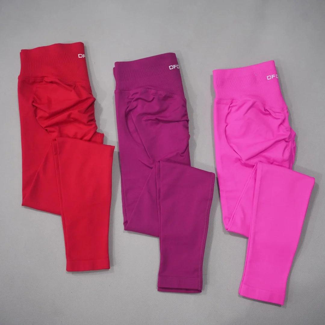 DF-LOGO New Women Seamless High Waist Yoga Leggings Butt Lifting Compression Tummy Control Gym Running Workout Slim Sports Pants